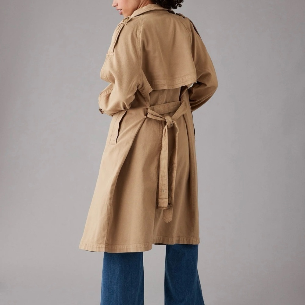 AE Dreamy Drape Tan Trench Coat Size XL - Picture 2 of 10